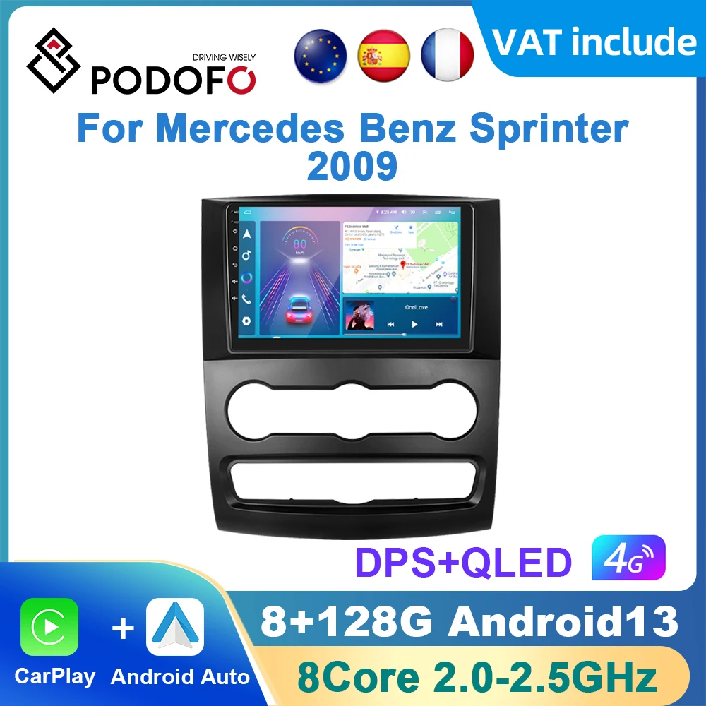 Podofo Android Carplay Car Radio For Mercedes Benz Sprinter 2009 Android Auto Multimedia Player WIFI GPS Navigation RDS Radio