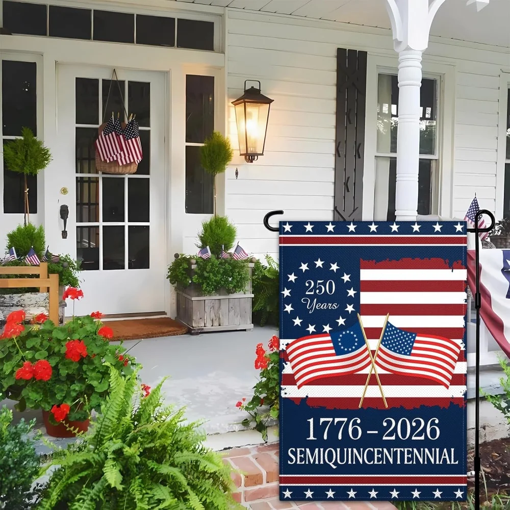 250 Years Semiquincentennial Flag | 12x18 Double Sided America 250th Anniversary 1776-2026 Polyester Patriotic Banner Outdoor