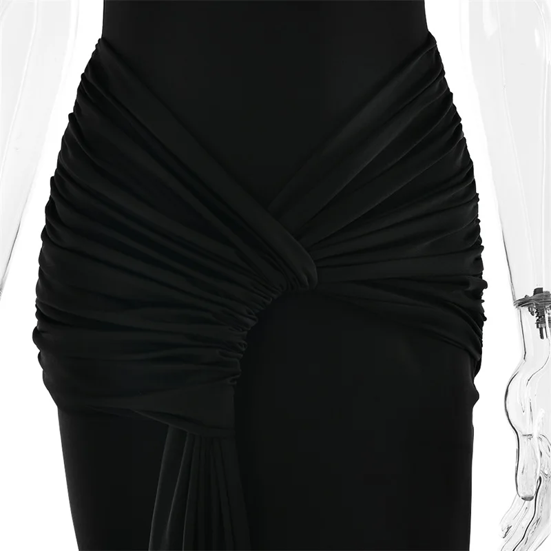 O-pescoço ruched drapeado vestido de noite feminino sem costas sem mangas vestido de festa múltiplas cores cintura alta saia de festa mais novo em estoque