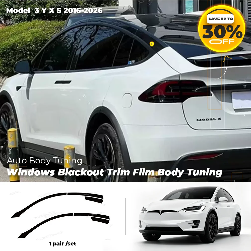 TPU Blackout Pillar Delete Wrap for Tesla Model 3 Y X S, Floating Roof Kit, Scratch Resistant UV Protection Trim Cover