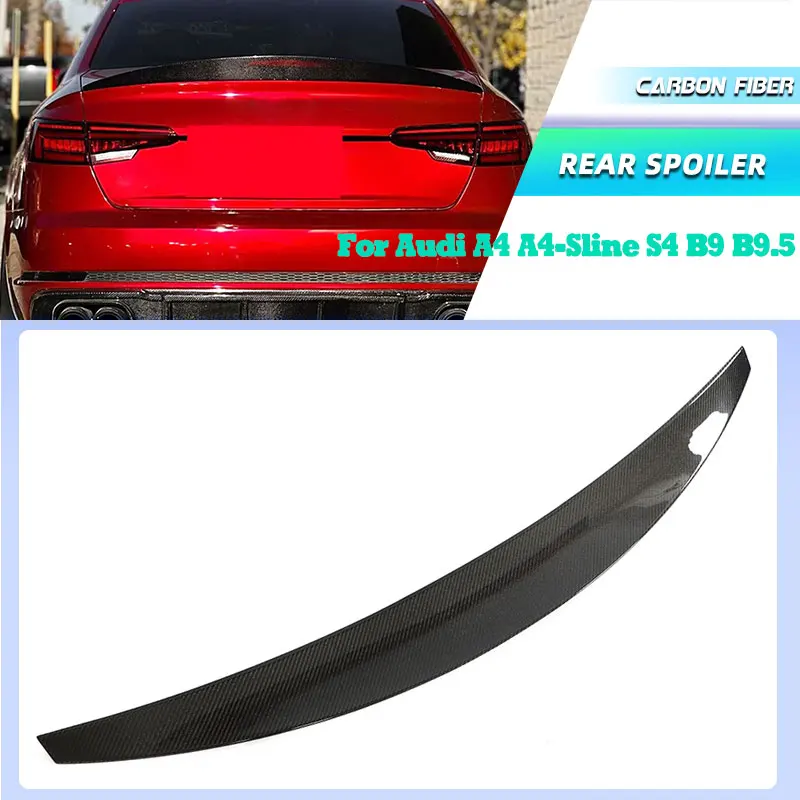 

Полностью углеродное волокно, задний спойлер багажника, крылья для Audi A4 A4-Sline S4 B9 B9.5 2017-2024, гоночный задний спойлер, крыло багажника, губа