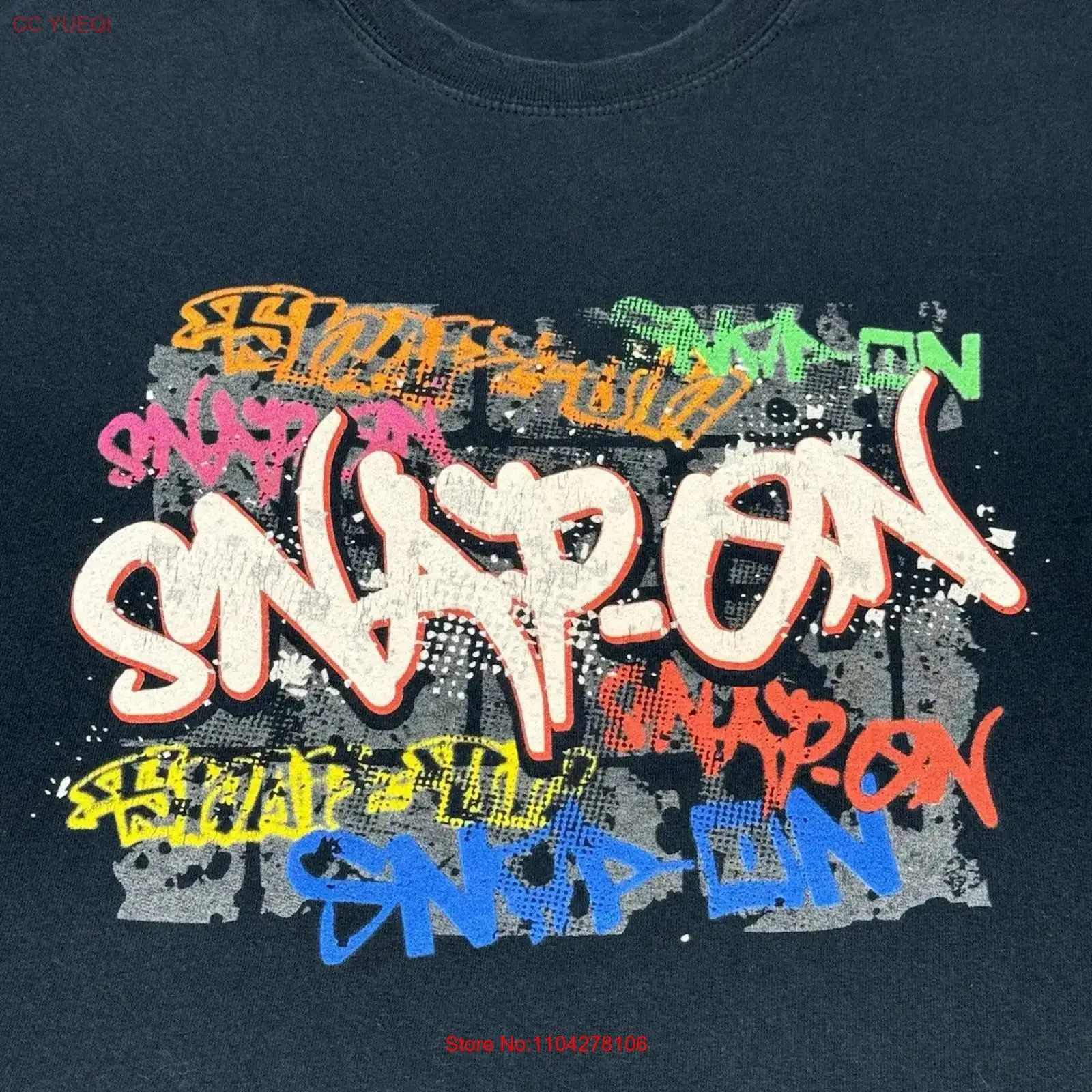 Snap On Tools T Shirt Mens 2XL Black Graffiti Y2K Print Crew Neck vintage Washed Comfortable Slightly Unisex Versatile