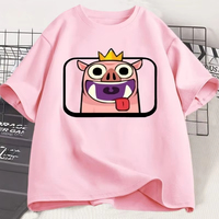 Hog with Crown Emote Clash Royale Graphic T Shirts Casual Cotton Short Sleve Round Neck Tshirt Men Women Cute Breathable Top