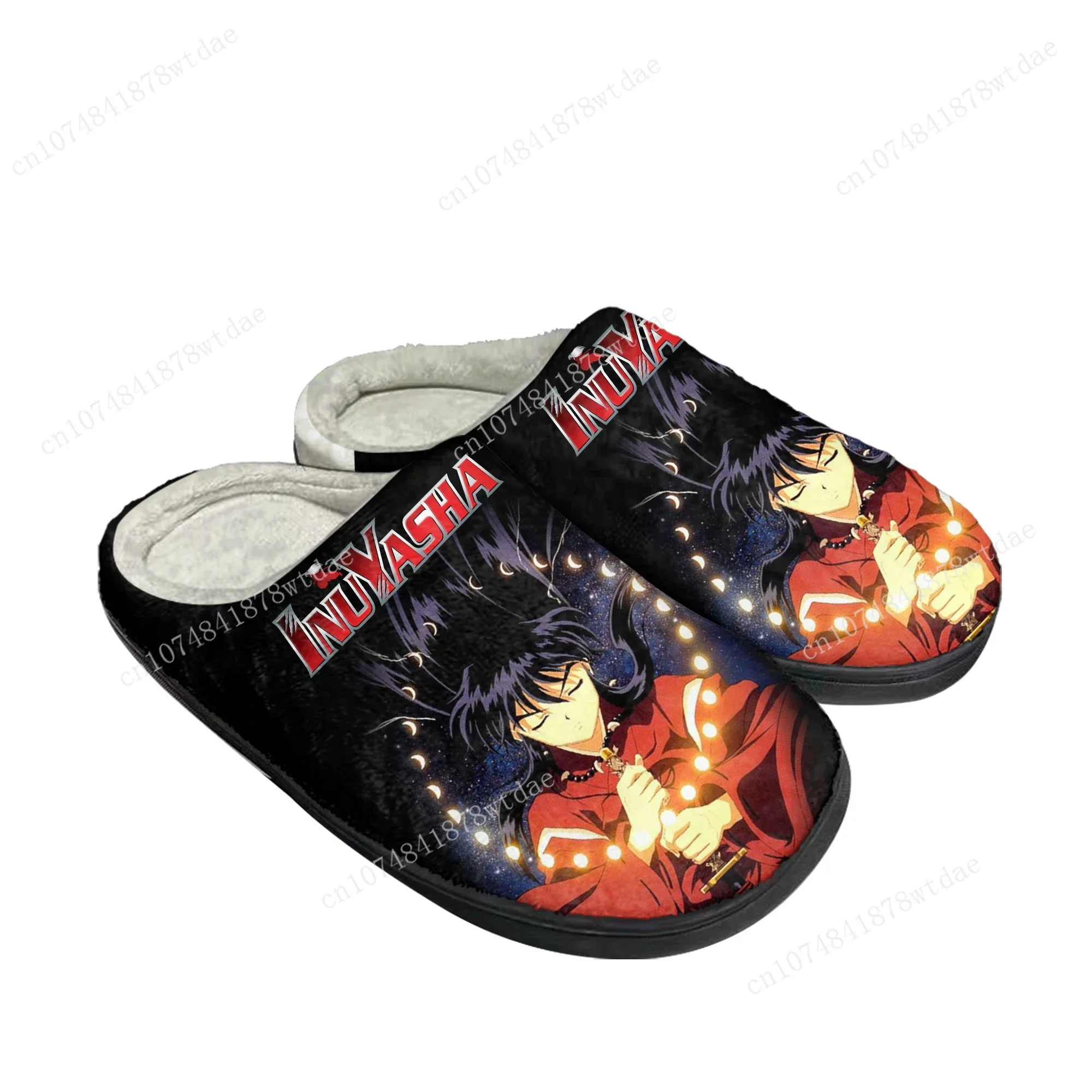 Inuyasha Home Cotton Slippers Mens Womens Plush Bedroom Casual Keep Warm Shoes Japanese Anime Cartoon Thermal Indoor Slipper