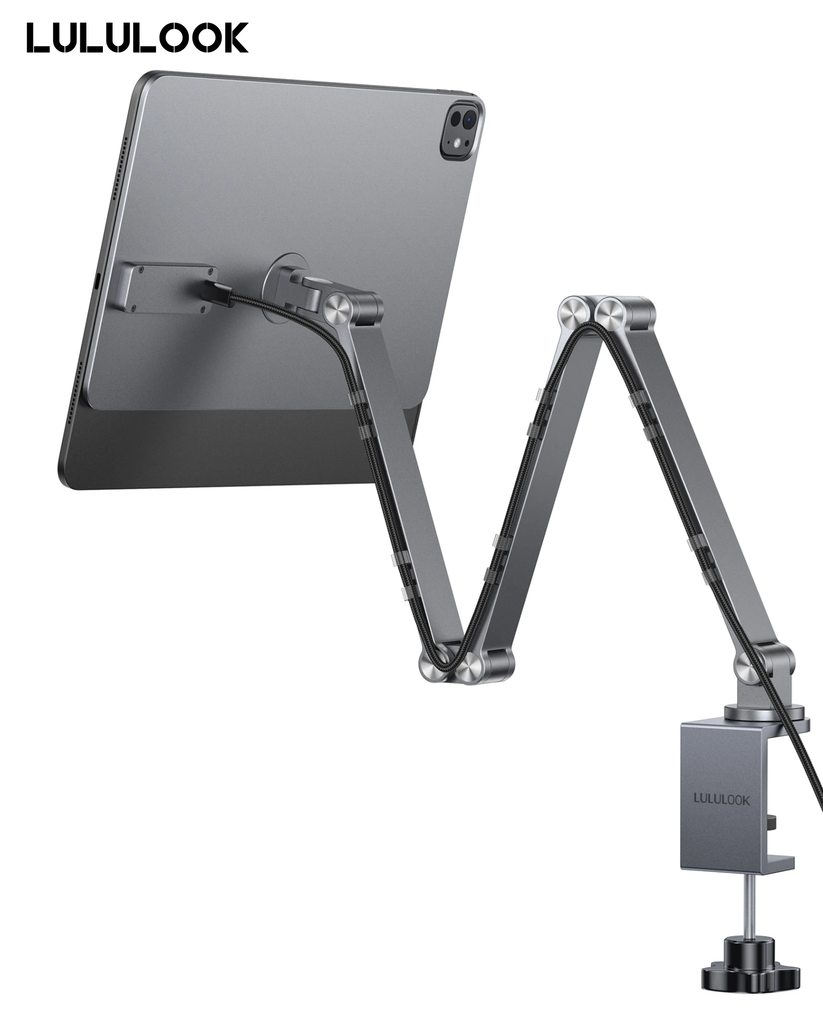 

LULULOOK Беспроводное зарядное устройство, магнитная подставка для iPad Pro 12,9/11/M2/M4 13, iPad Air 5/4 M3, складной держатель на руку, подставка из алюминиевого сплава