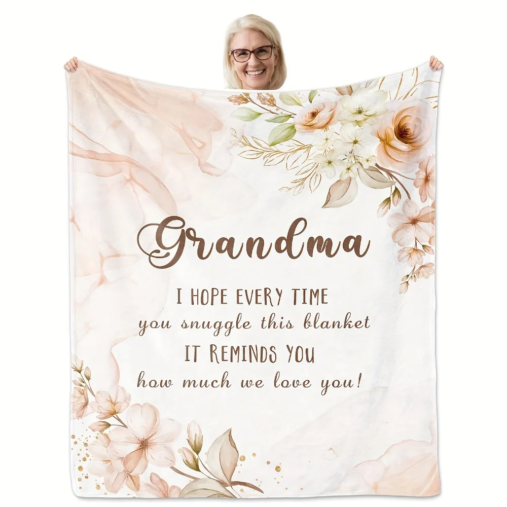 1pc Pink Blanket Gift for Nana Grandma Warm Comfortable Flannel Blanket for Home Living Room Decoration New Year Christmas Gift