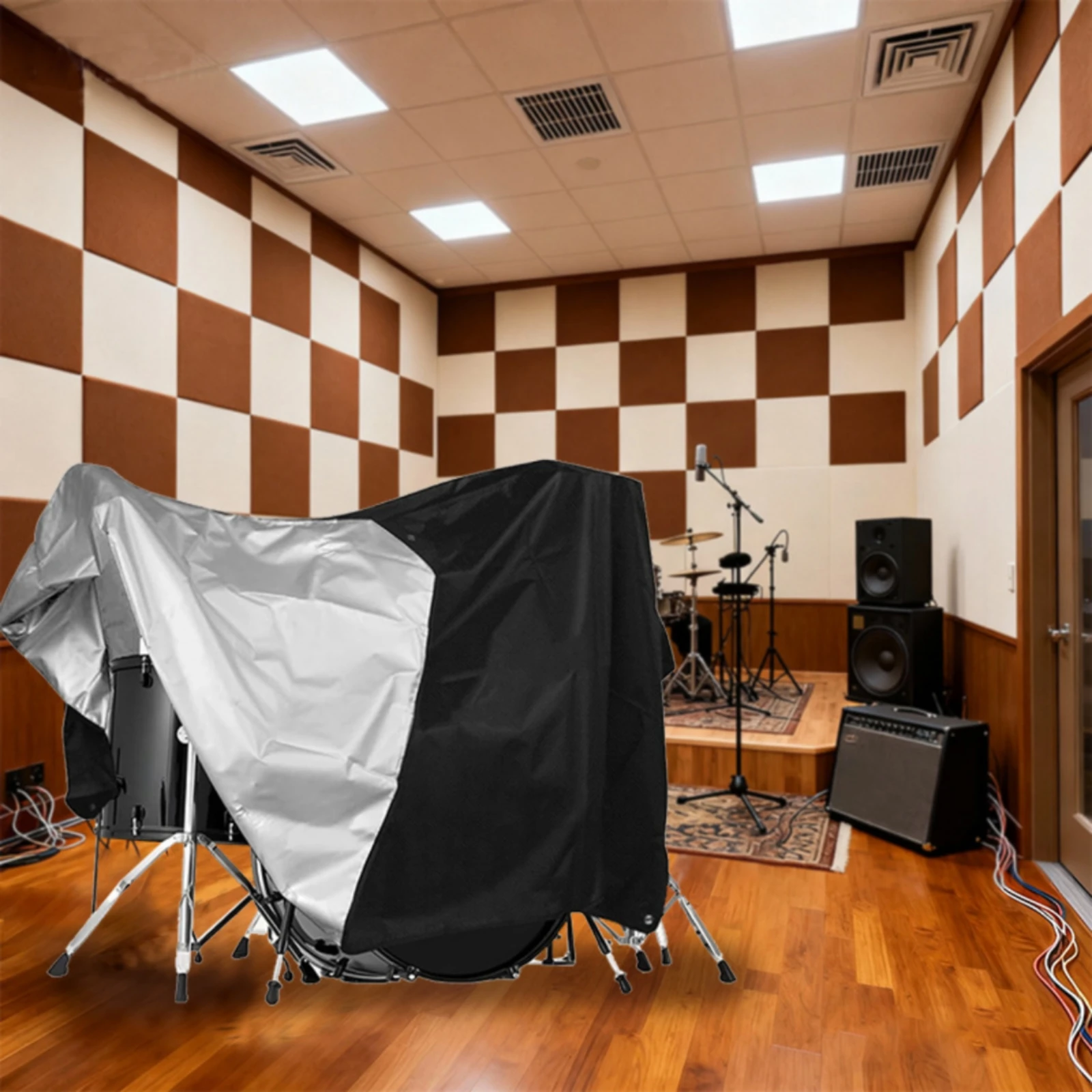 Drum Set Dust Cover Water-Resistant Drum Kit Dust Cover Lightweight Portable for Drummers, Home Studio, Rehearsal Space