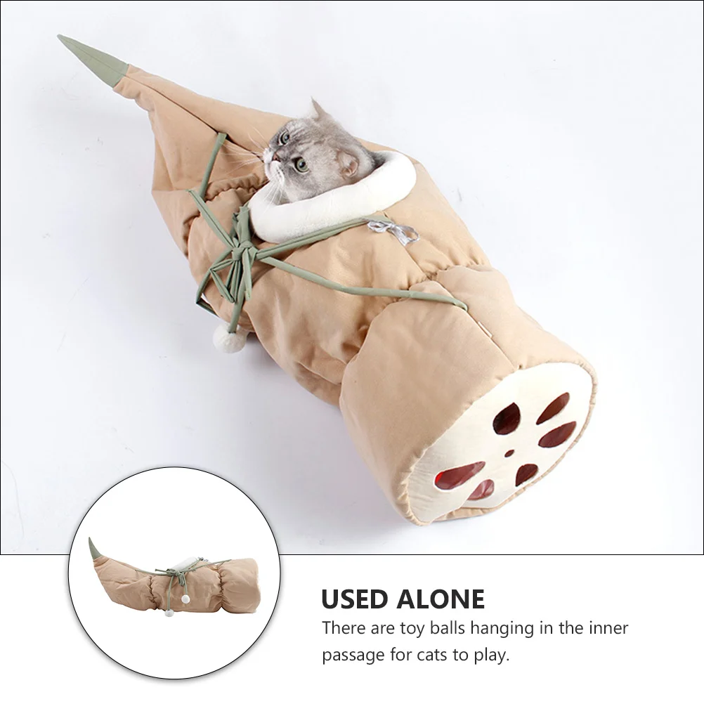 

1 pc Lotus Root Tunnel Folding Hanging Cradle Random Color 3D Play Tube With Balls Inner Channel For Kitten Bed Cat Hammock Cat