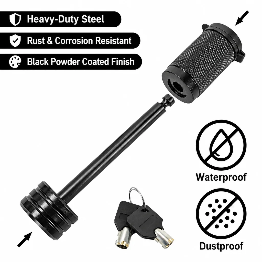 Trailer tongue hook lock key type equal diameter 1/4 inch, span 2-1/2 inch, suitable for tugboats, trucks, RV cars, trailers