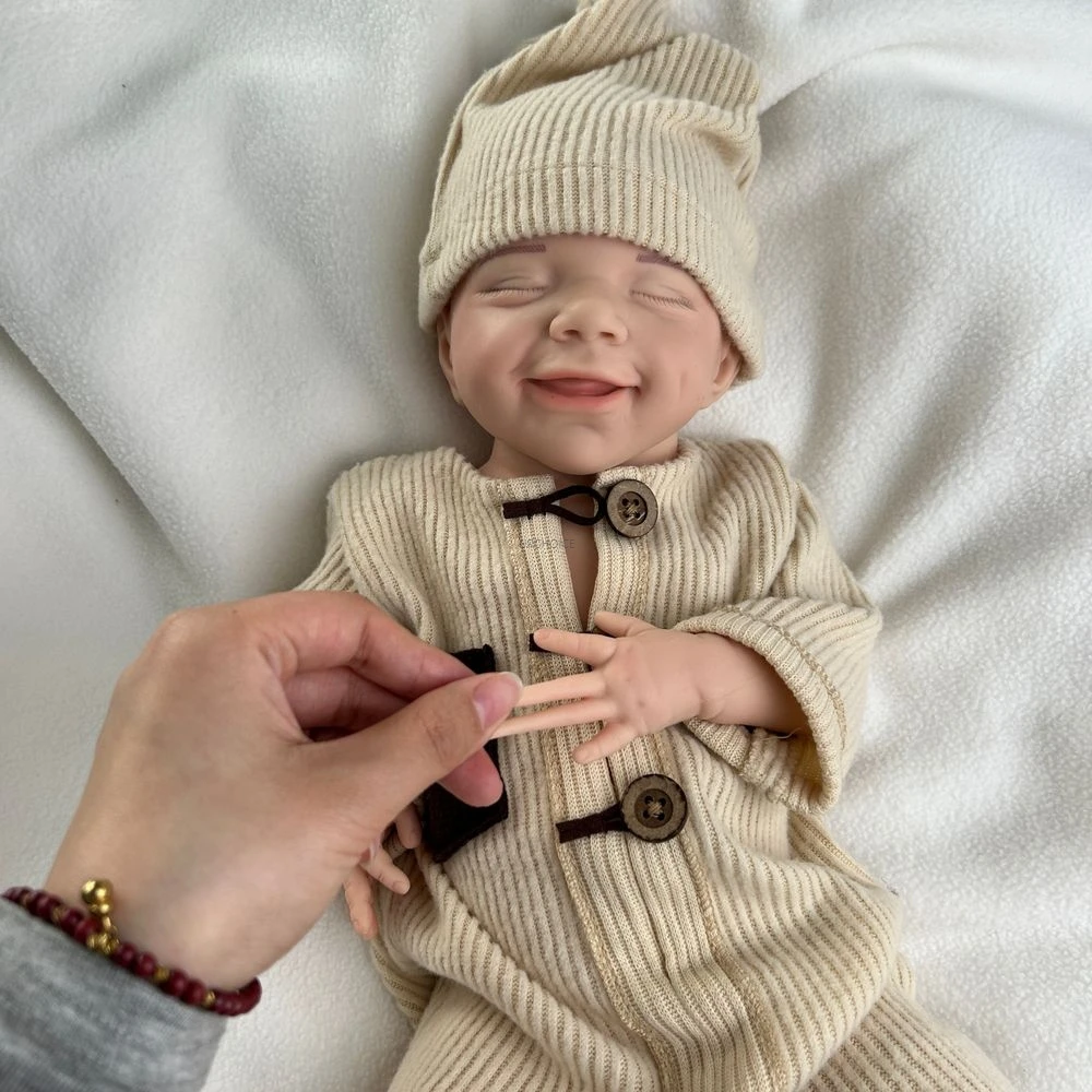 리얼 핸드메이드 18인치 실리콘 재생 여아 4월 방수 유연성 인형, 육아 실천 크리스마스 선물 장난감