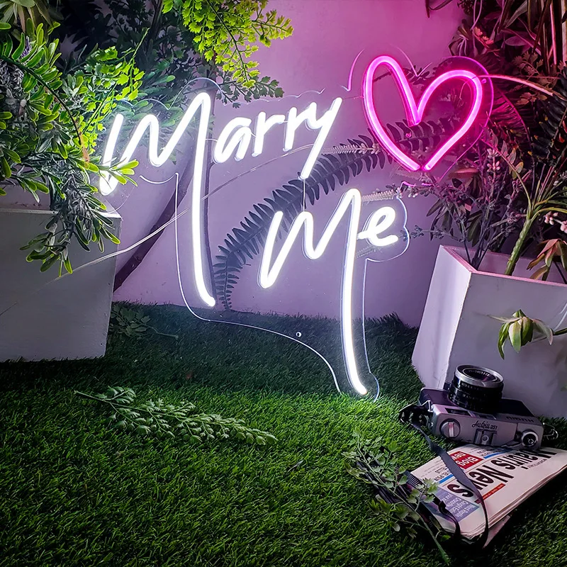 Custom Neon Sign Lights For Room Decor Party Decoration Flex Led Marry Me Neon Sign Lights for Wedding Proposal