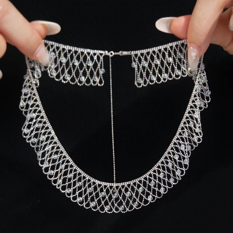 Bellux Gold Store's Same Style Italian Tassel Lace Necklace S925 Pure Silver Thick Plated 18k Gold Silver Color Collarbone Chain