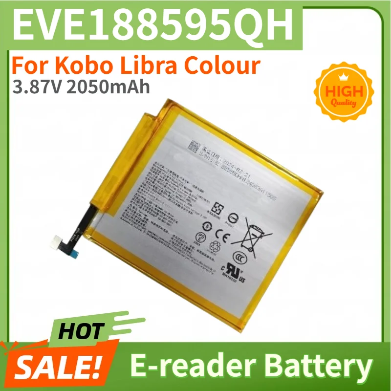 EVE188595QH Battery For Kobo Libra Colour E-reader High Quality Replacement Battery 3.87V 2050mAh
