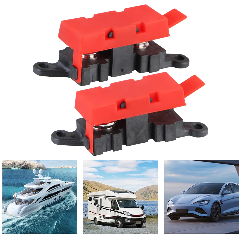 

Circuit Breaker Modification Replaceable Fuse Holder 200A Fork Bolt Fuse With Dust Cover For Marine Boat RV Camping Car Truck