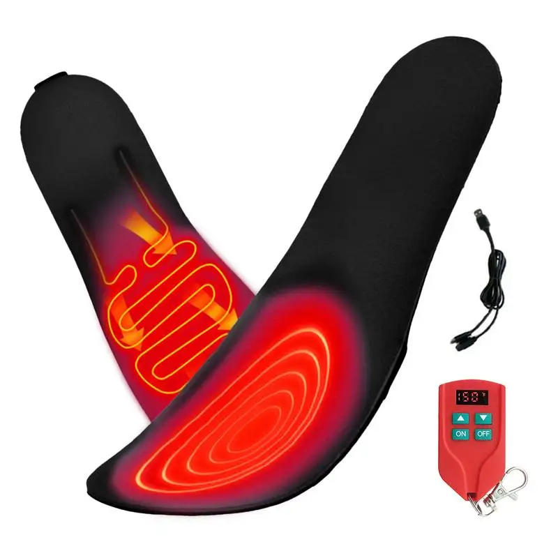 

Rechargeable Heated Insoles Foot Warmer Washable Cuttable Led Display Remote Control Heated Insoles 3.5-7 Hours Use Time