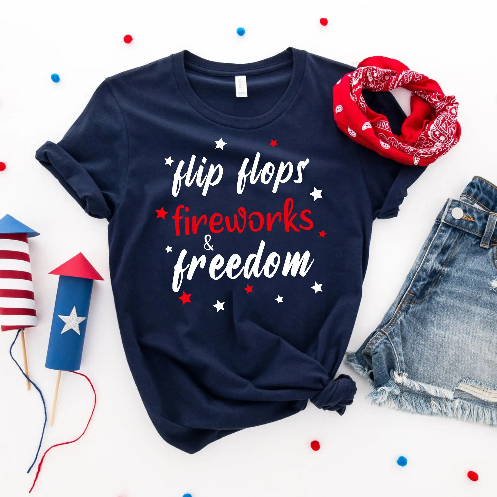 4th of july shirt fourth flip flops fireworks independence day tee god bless the usa