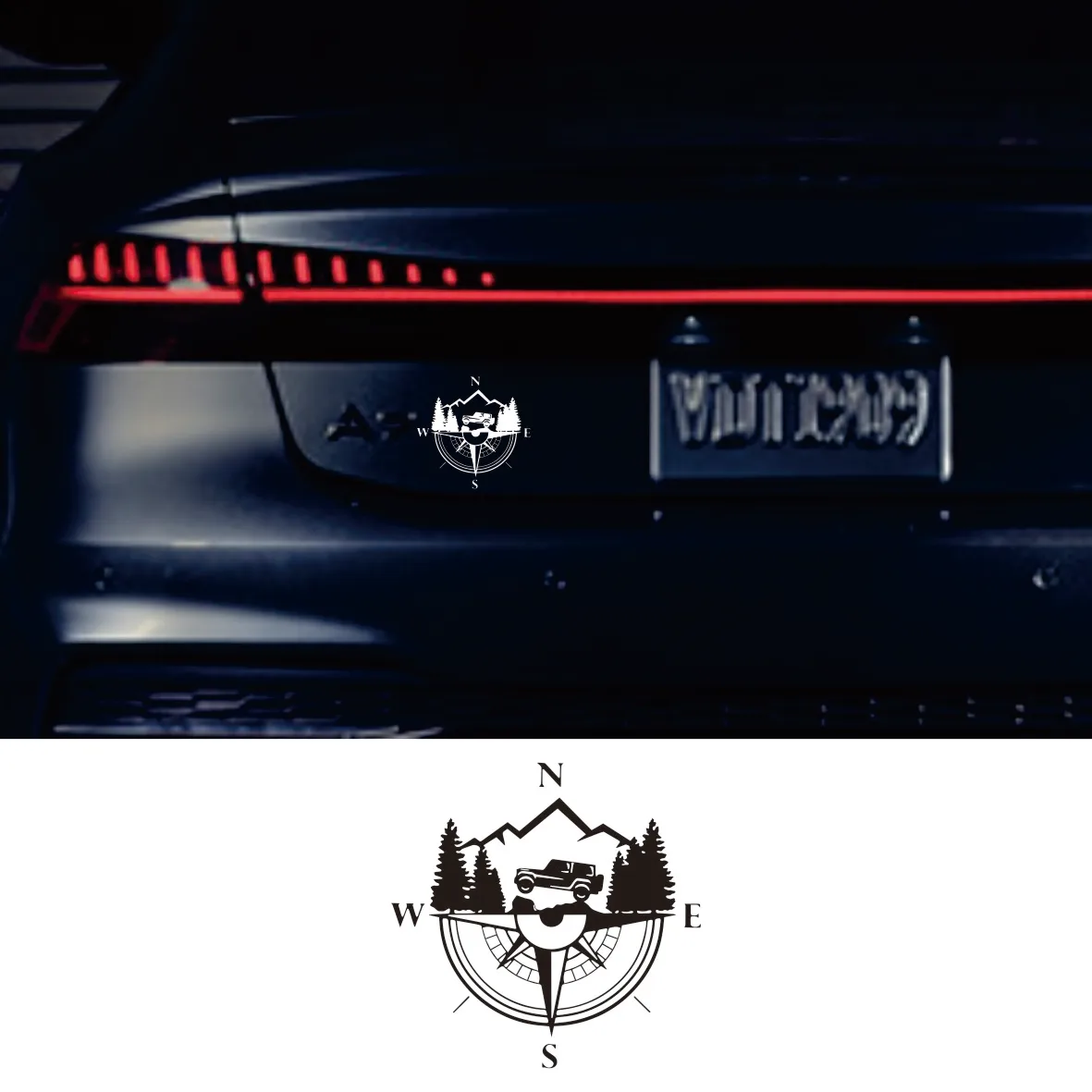 

Forest Crossing Off-Road Compass Vinyl Decals for SUV Glass and Body Decoration
