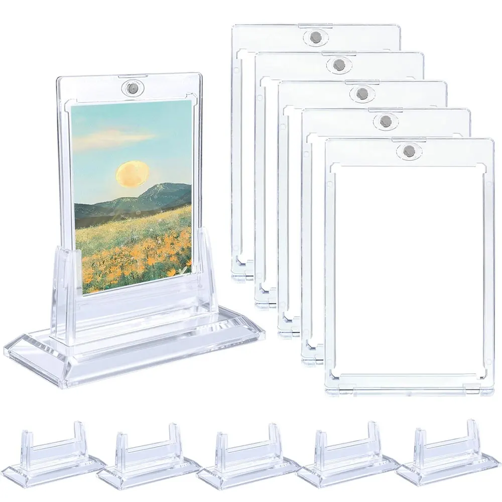 

Держатели магнитных карточек из 6 штук (включая 6 подставок), подходящие для торговых карточек и бейсбольных карточек, акриловые жесткие держатели для карточек на 35 пт.