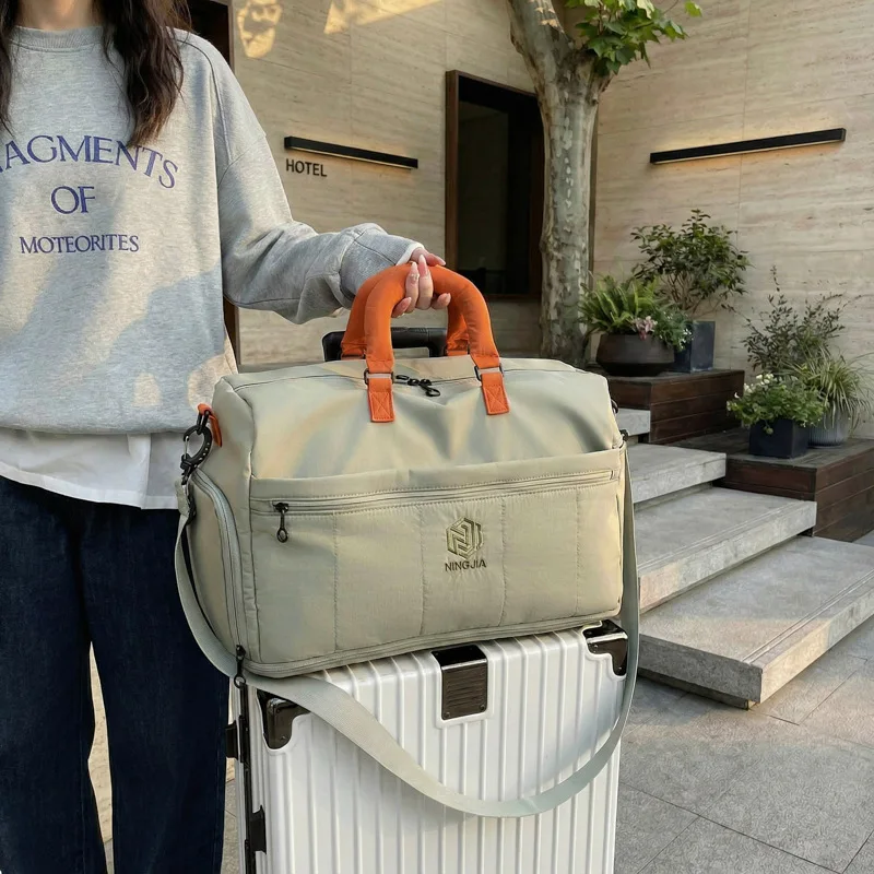 Lazy Wind Light Travel Large Dry and Wet Separation Fitness Maternity Bag Can Be Set Tie Rod Bag Expansion Luggage Storage Bag