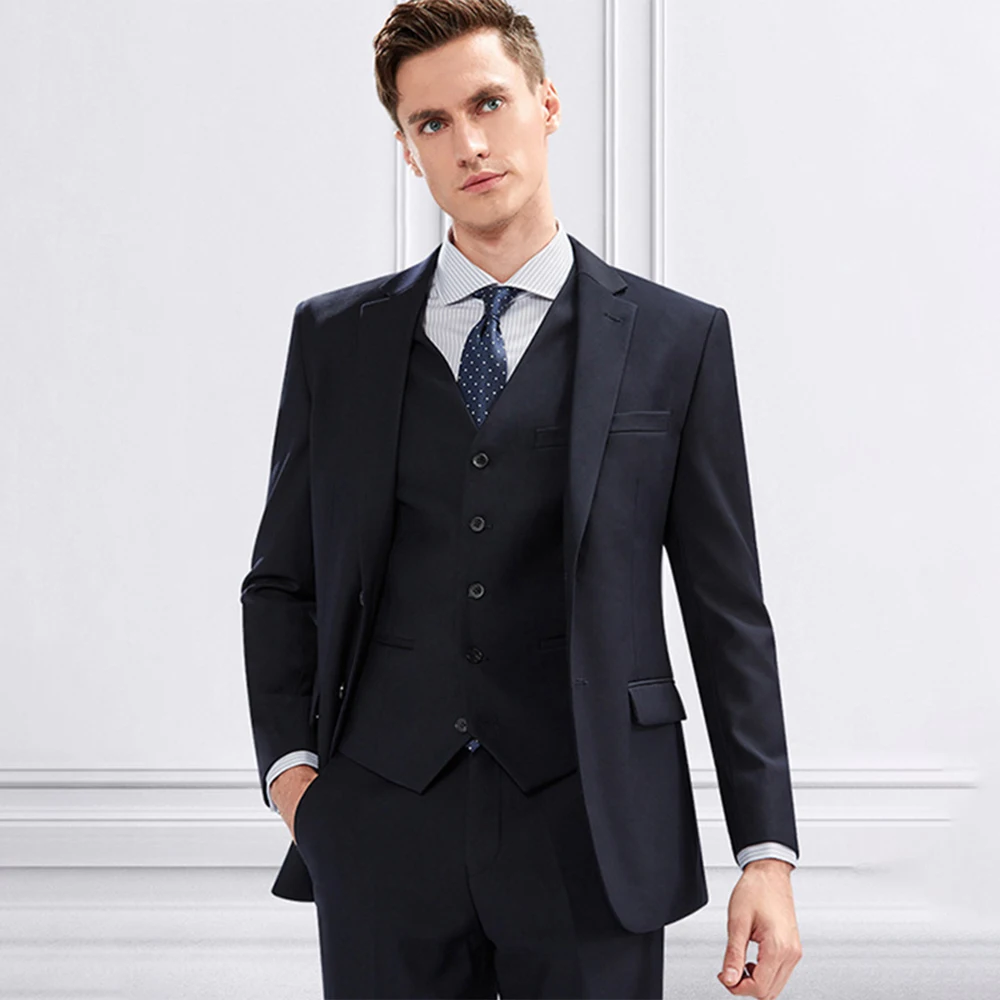 

3 Piece Suits For Men Regular Fit Elegant Business Casual Daily Office Wedding Party Formal Wear Mens Suit