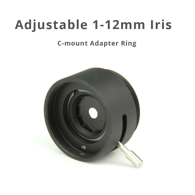 Adaptateur de monture C 1mm-12mm, caméra de Microscope, condensateur d'ouverture de diaphragme à Iris réglable