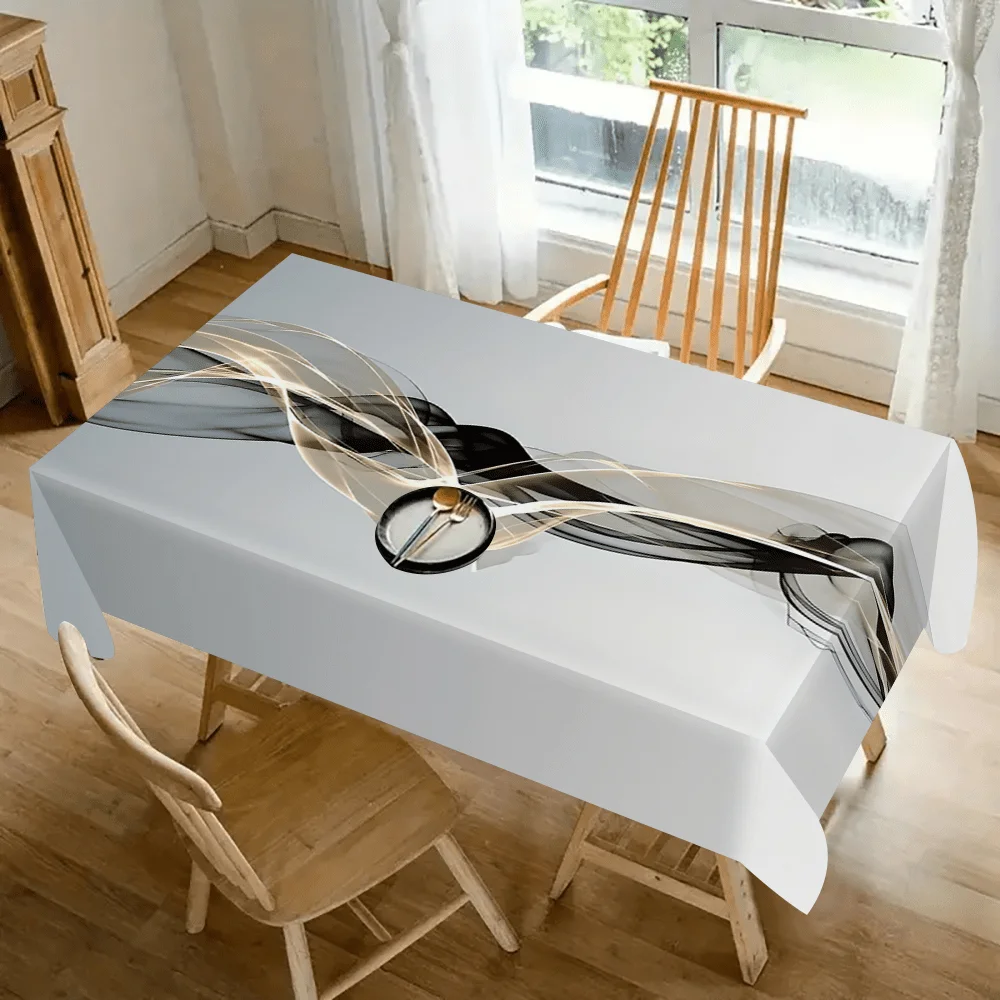 Jit, 1 piece, modern European minimalist tablecloth, featuring artistic ribbons pattern, made of polyester fiber