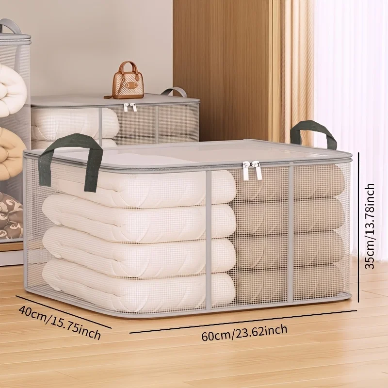 1 Stück Große PVC-Aufbewahrungstasche, Geeignet für Kleidung und Bettwäsche - Transparente Organisations-Tasche für Kleiderschrank und Unterbett-Aufbewahrung – Detail 4