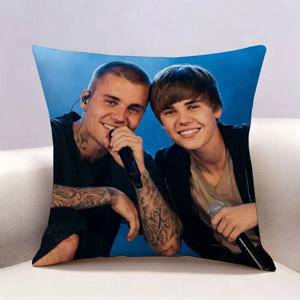 Hot Famous Singer J-Justin B-Bieber Double-sided print Pillow Case Pattern Printed Pillowcase For Living Room Sofa Cushion Cover