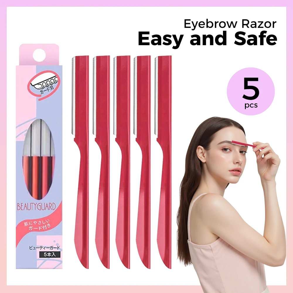 

5 шт., набор бритв для бровей для женщин, бритва для удаления волос на лице с крышкой, безопасные лезвия для макияжа, инструменты для обрезки, бритвы для лица