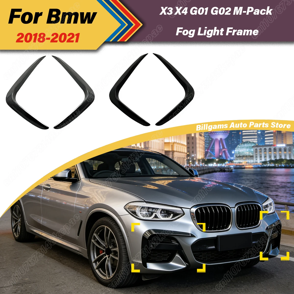 

For BMW X3 X4 G01 G02 M-Pack 2018 2019 2020 2021 M Sport Automobile Front Fog Lamp Eyebrows Fog Lamp Strip Decoration Body Kit
