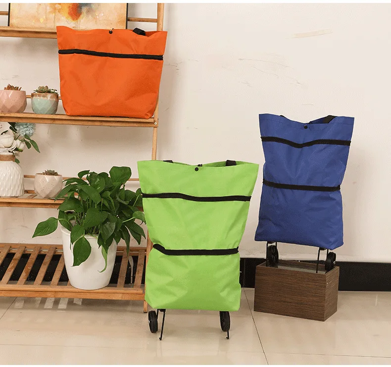 B 2-in-1 Faltbarer Einkaufswagen Einkaufstasche mit Rädern Tragbare Rolltasche Einkaufstasche mit Rädern Wasserdicht – Detail 12