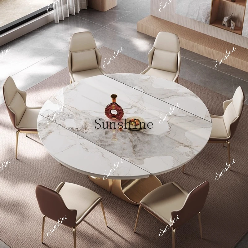 Slate, light luxury simple modern small apartment living room, household retractable square becomes round dining tableP