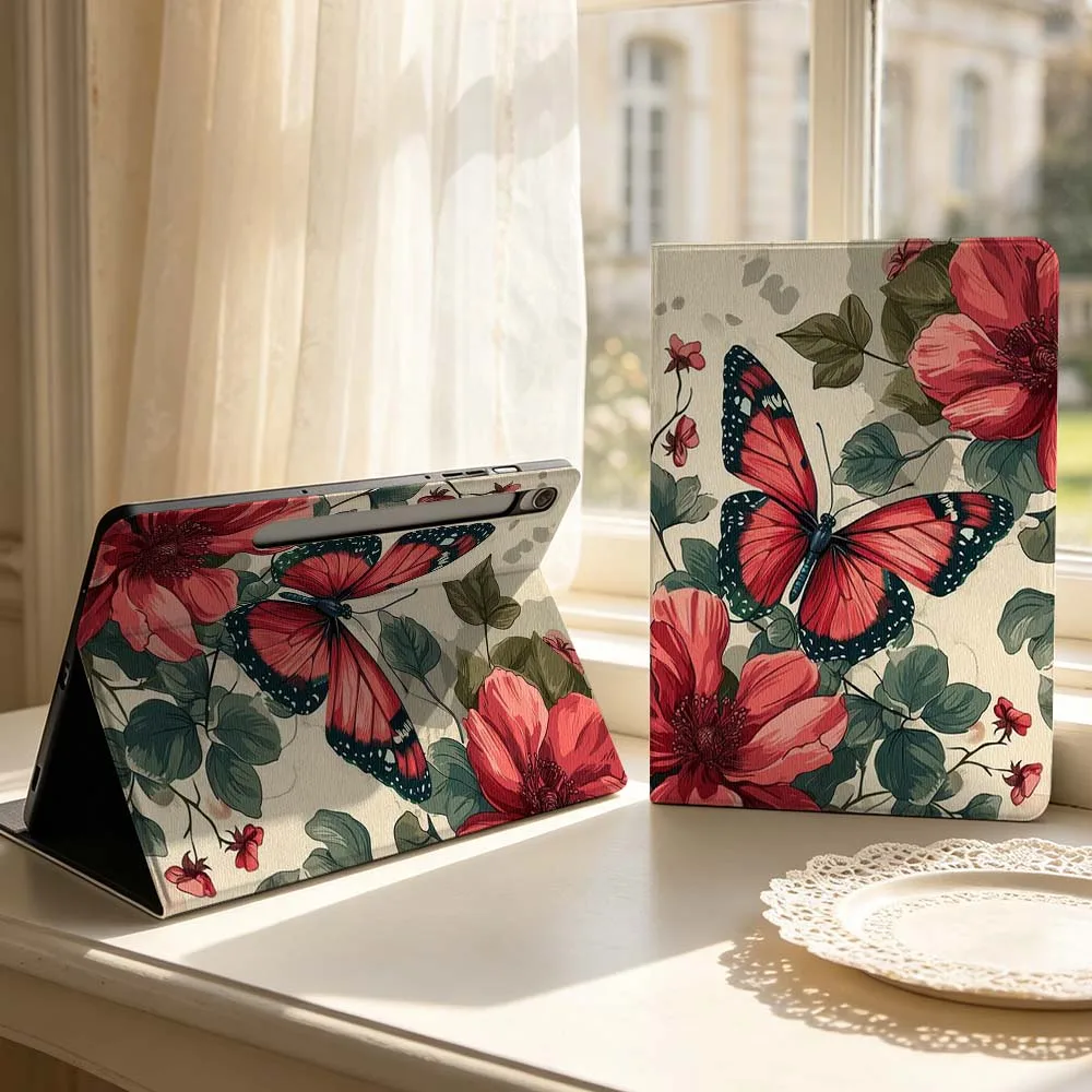 Butterfly Art Design Soft For Samsung Galaxy Tab S11 S10 S9 S8 S7 S6 A9 A8 A11 Lite FE Plus Pen Tray Tablet Case