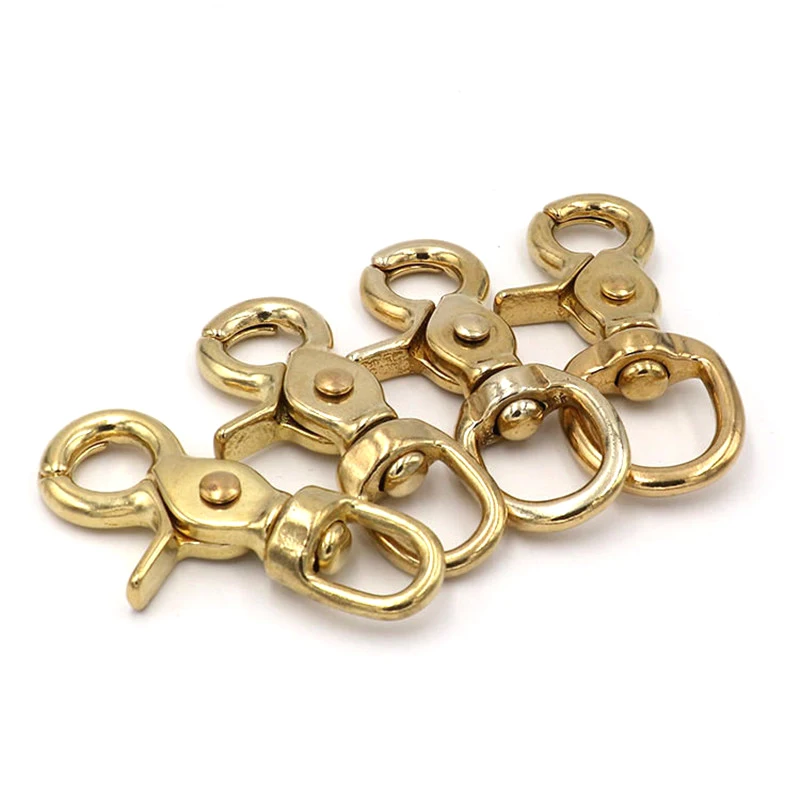 Brass Key Fob for Luggage, Pet Hook, Round-Bottomed, Leather Goods, Hardware Accessories, Gou Dog, 015