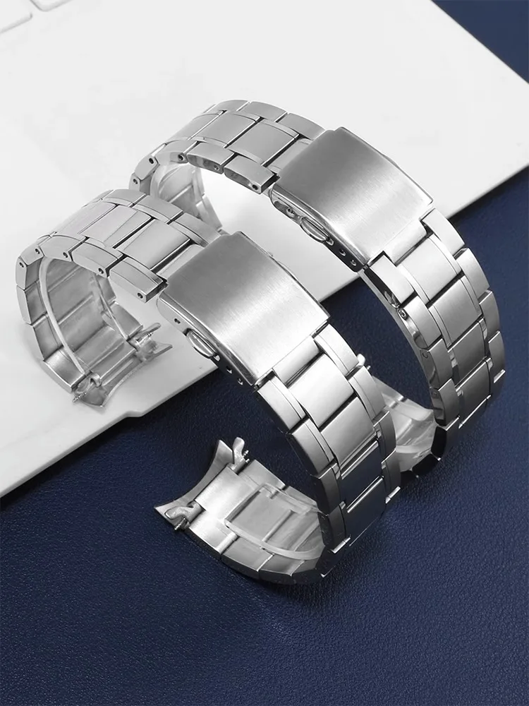 Solid Stainless Steel Watch Strap For Casio MTP-1374 MTP-1375 Series Curved Interface Watchband 22mm for Men Bracelet