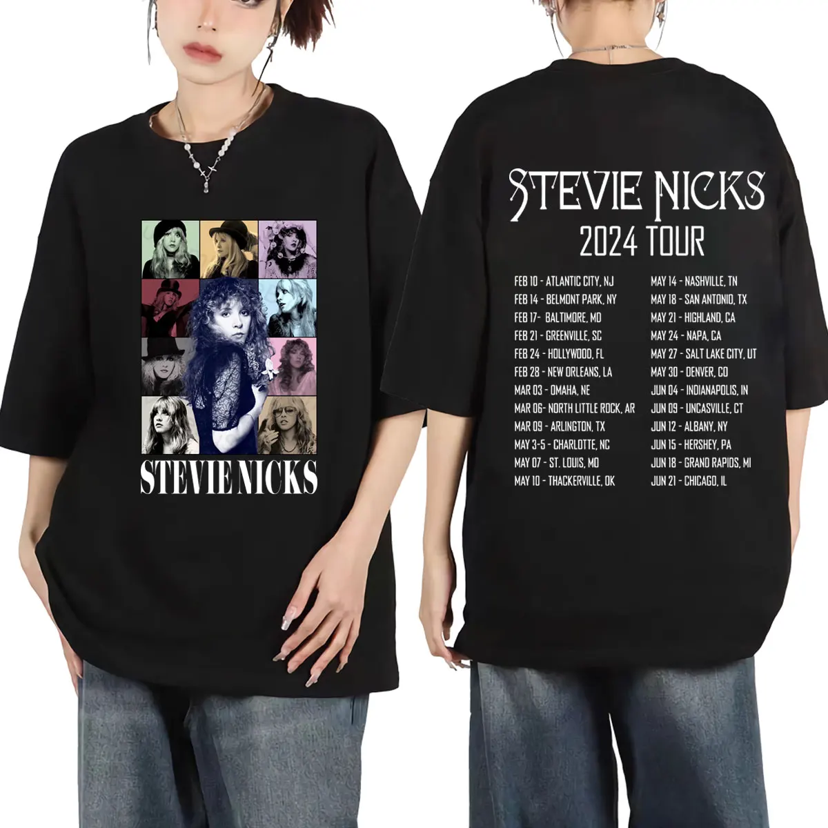 

Футболка певица Stevie Nicks с графическим рисунком, модные футболки в стиле хип-хоп с коротким рукавом, мужская и женская футболка из чистого хлопка высокого качества