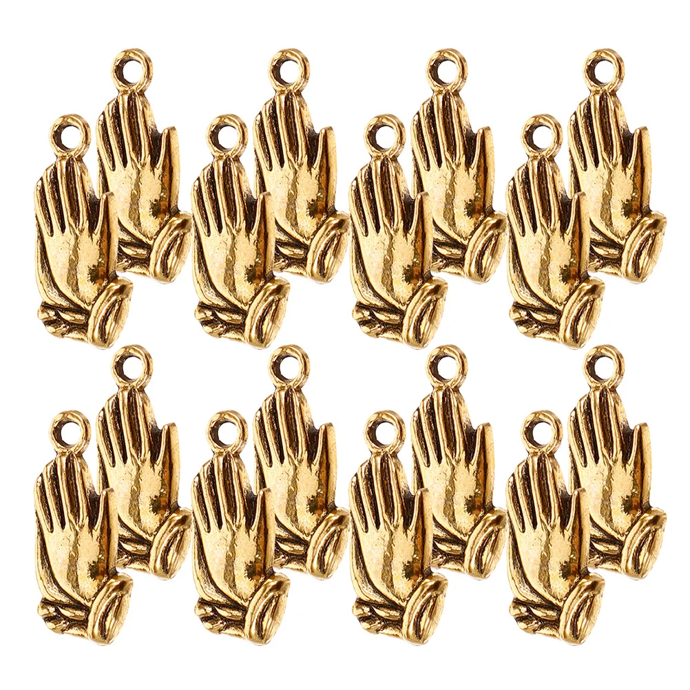 

20 Pcs Bracelet Prayer Pendant Charms for Ornaments Jewelry Making Accessories Necklace Bulk Golden