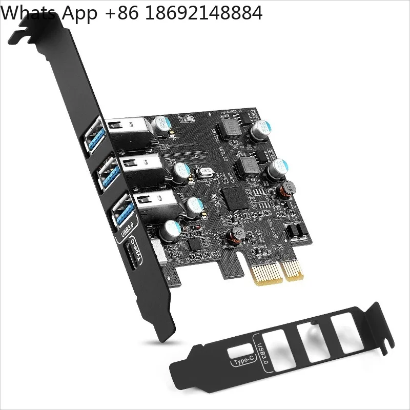 

New desktop computer PCIE to USB 3.0, 3 + Type-c 1 port expansion card without external power supply
