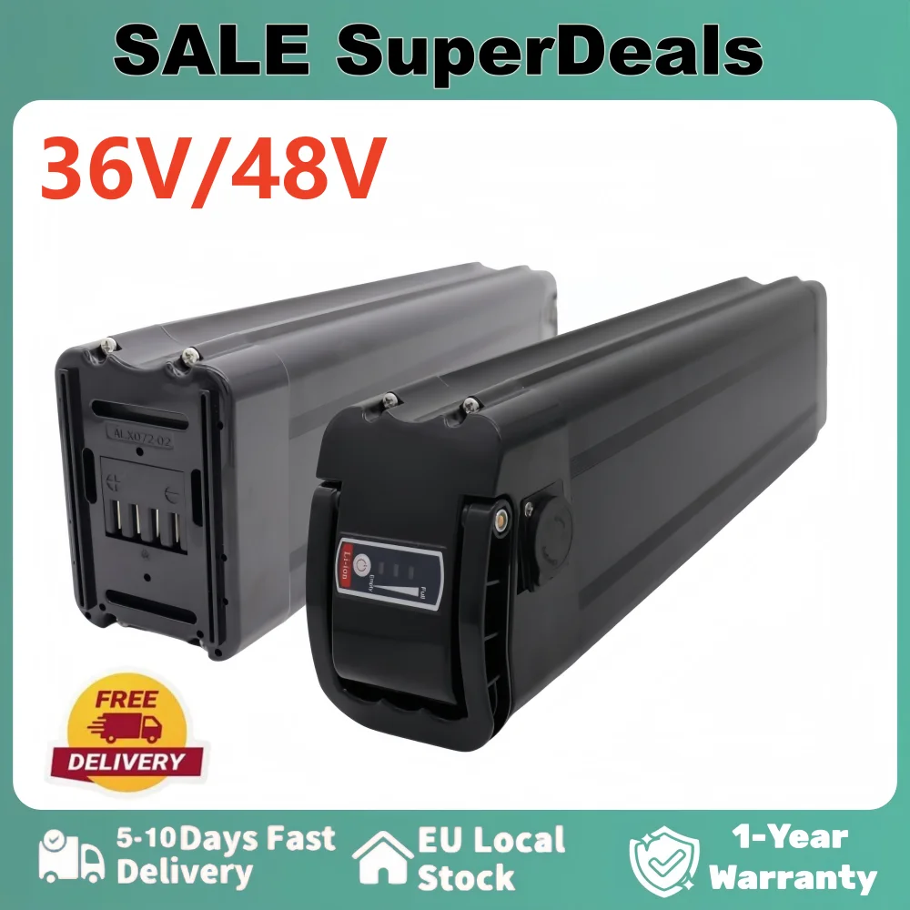 E-Bike Pedelec Akku 36V 48V Batteriepack 15Ah 20Ah 25Ah Silver Fish Li-Ion Akku für 1000W 800W 750W 500W 350W 250W Fahrradmotor mit Ladegerät und BMS