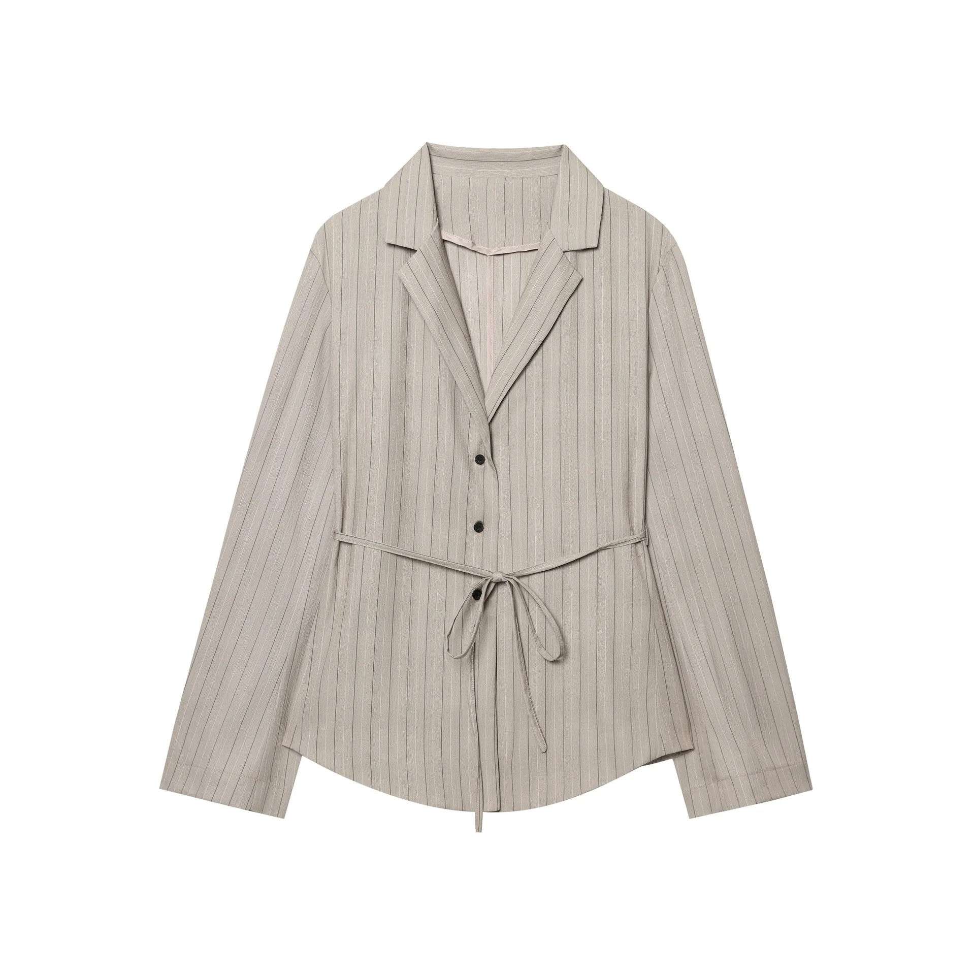 

European and American cross-border women's clothing elegant women's thin belt striped blazer