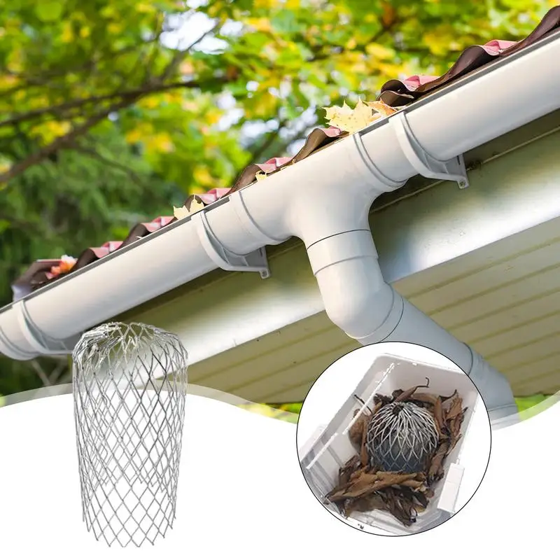 5pcs Downspouts Gutter Guard Roof Gutter Guard Filters Adjustable Filter Strainer Rustproof Reusable for Leaves Debris Roof Mos