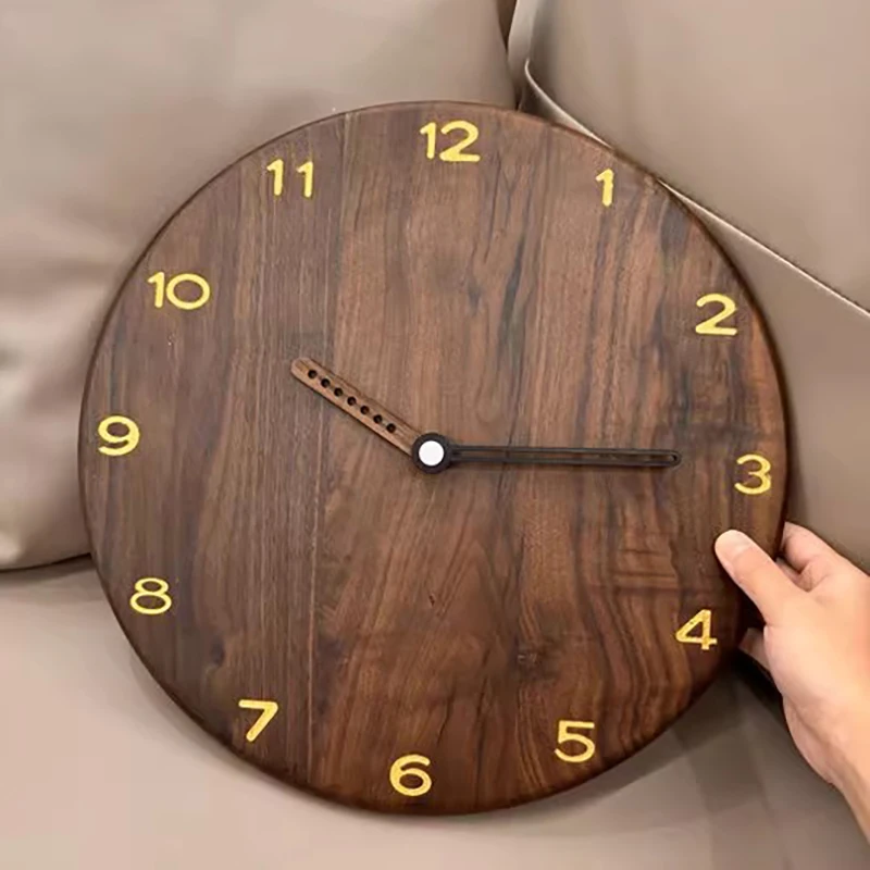Creative Wall Clocks Retro Walnut Wood Watch Design Living Room Clock Wall Home Decor Modern Bedroom Aesthetic Decoration Gift