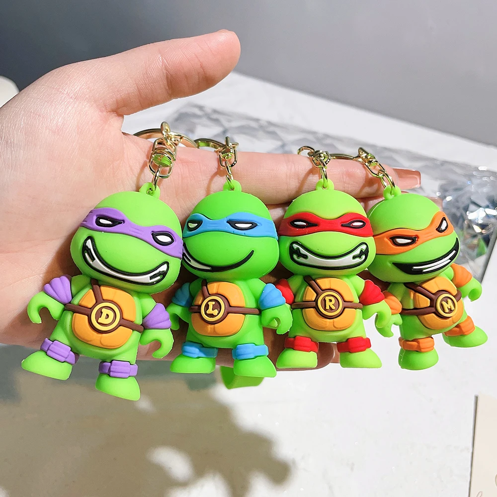 In Stock Teenage Mutant Ninja Turtle Keychain Cartoon Tortoise Keyring Leo Raph Mikey Don Boy Girl Key Chains Children Gifts