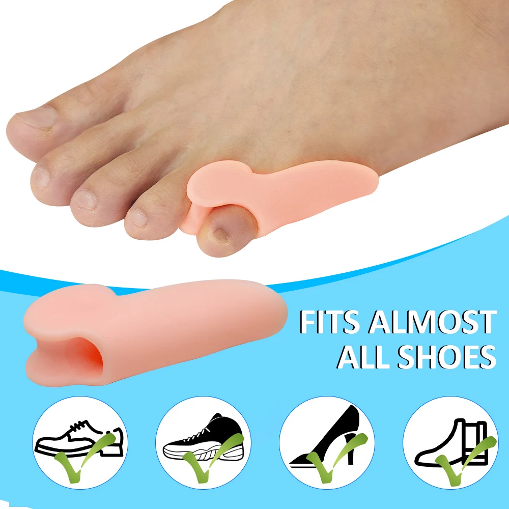 Pexmen 2/4Pcs Gel Pinky Bunion Corrector Little Toe Separator Bunionette Pads Toe for Pain Relief of Corn Callus and Blisters