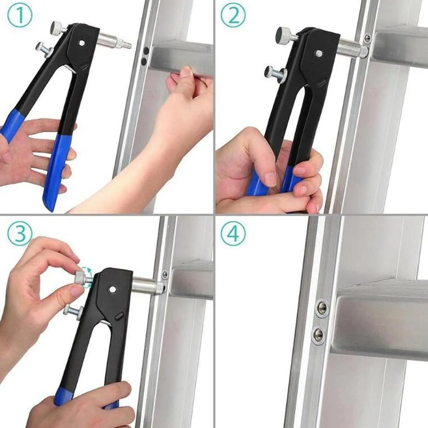 Kit di attrezzi per dadi per rivetti da 110 pezzi, pistola sparachiodi per muro di cemento, mandrini metrici M3 M4 M5 M6 M8 Utensili per rivettatura cieca per rivetti resistenti