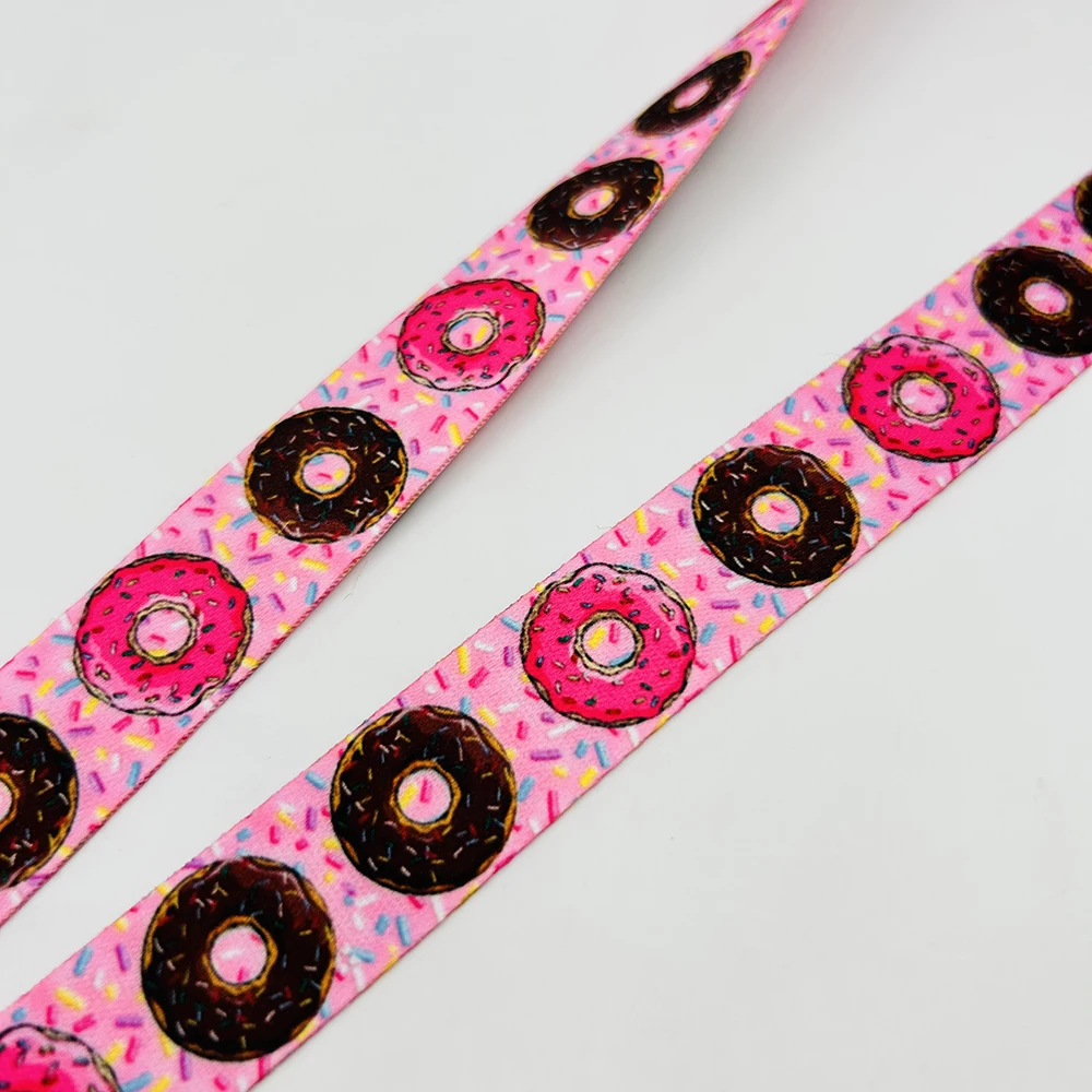 Donuts Neck Strap Donut cordino per chiave ID Card palestra cinghie per cellulare porta Badge USB fai da te Hang Rope Pink Fruit Lanyard