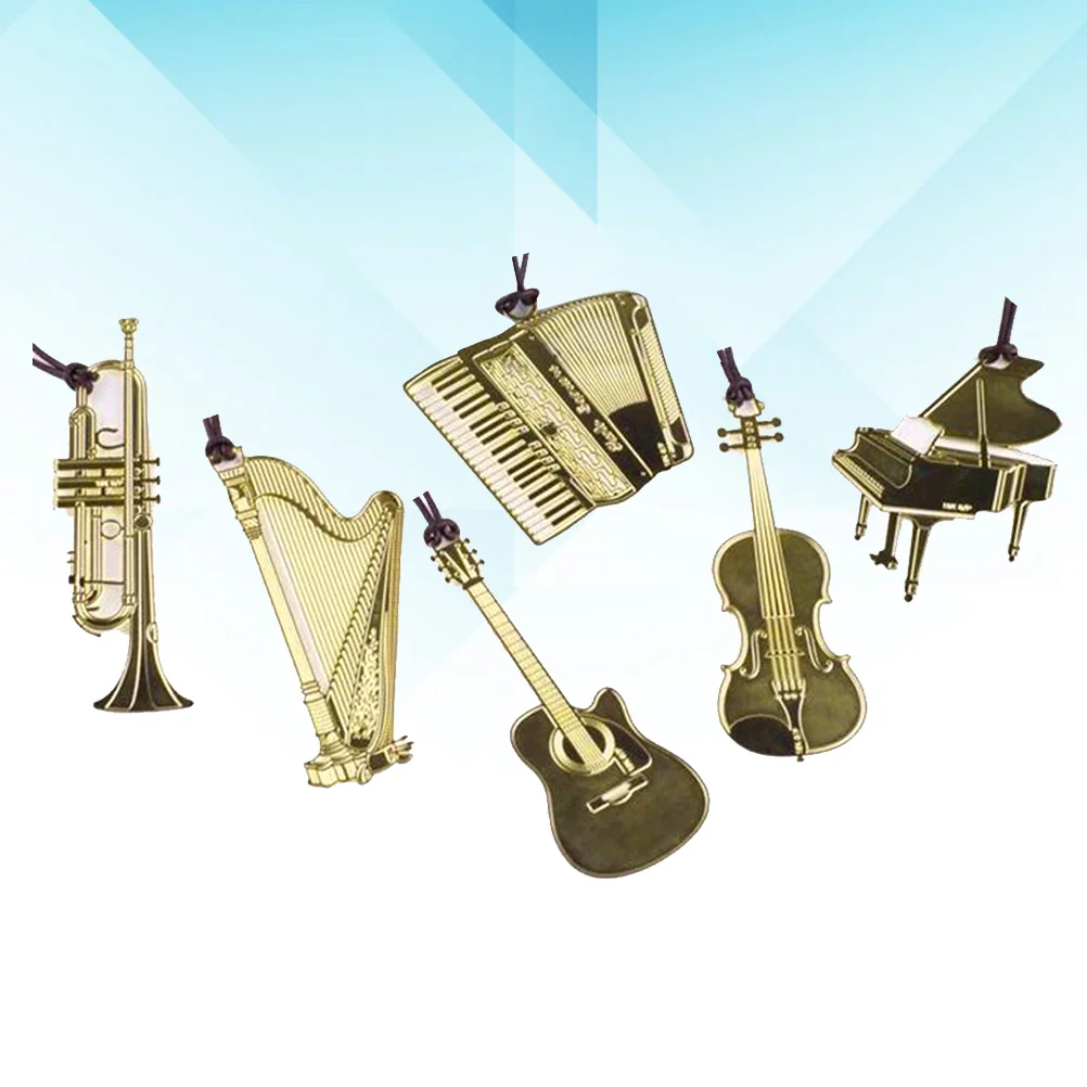 

6 Pcs Creative Bookmarks Brass Vintage Musical Instrument Markers Metal Gifts Gilded