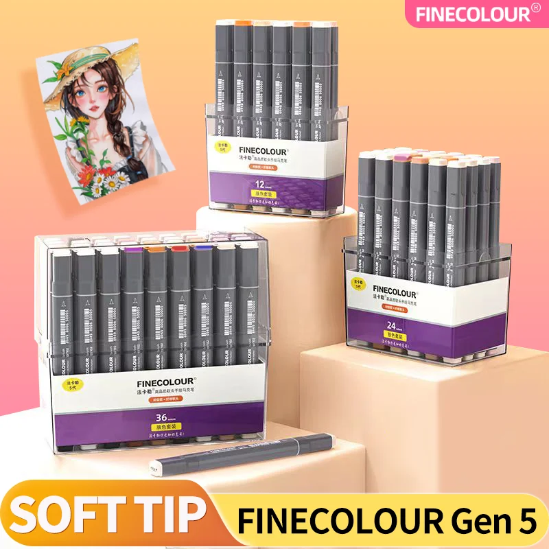 Finecolour EF104 Professional Double-Head Alcohol Marker Pens Boxed Sketch Design Drawing Oily Marker For Beginners Art Supplies