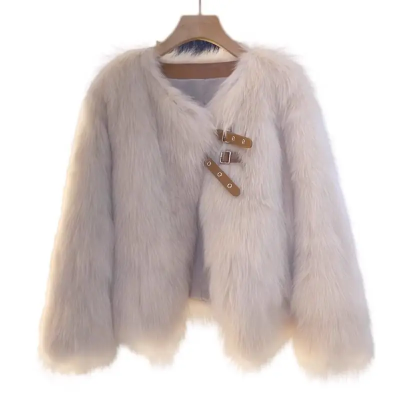 Women Fluffy Fake Fur Jackets Women Outwear Autumn Winter Faux Fur Coat Female Fashion Loose Long-Sleeved Fur Coat New