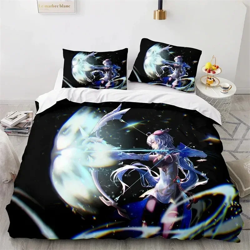 

Anime Genshin Impact Bedding Set Boys Girls Twin Queen Size Duvet Cover Pillowcase Bed Kids Adult Fashion Home Textileextile